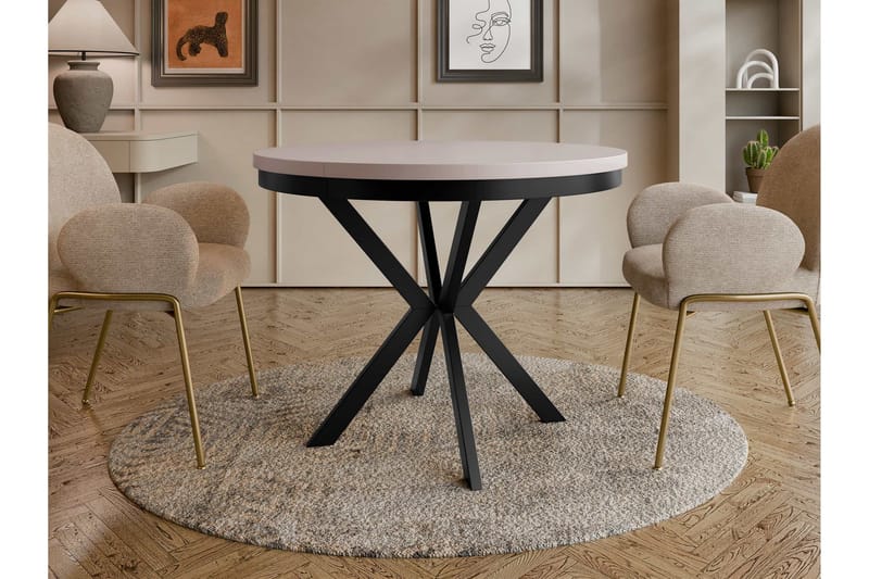 Sereth Ruokapöytä 120 cm, pyöreä - Beige/Musta - Huonekalut - Pöytä & ruokailuryhmä - Ruokapöydät & keittiön pöydät