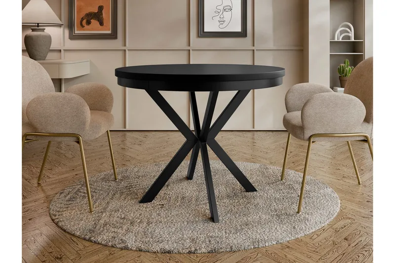 Sereth Ruokapöytä 90 cm, pyöreä - Musta - Huonekalut - Pöytä & ruokailuryhmä - Ruokapöydät & keittiön pöydät