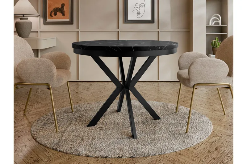 Sereth Ruokapöytä 90 cm, pyöreä - Musta - Huonekalut - Pöytä & ruokailuryhmä - Ruokapöydät & keittiön pöydät