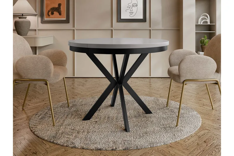 Sereth Ruokapöytä 90 cm, pyöreä - Harmaa/Musta - Huonekalut - Pöytä & ruokailuryhmä - Ruokapöydät & keittiön pöydät