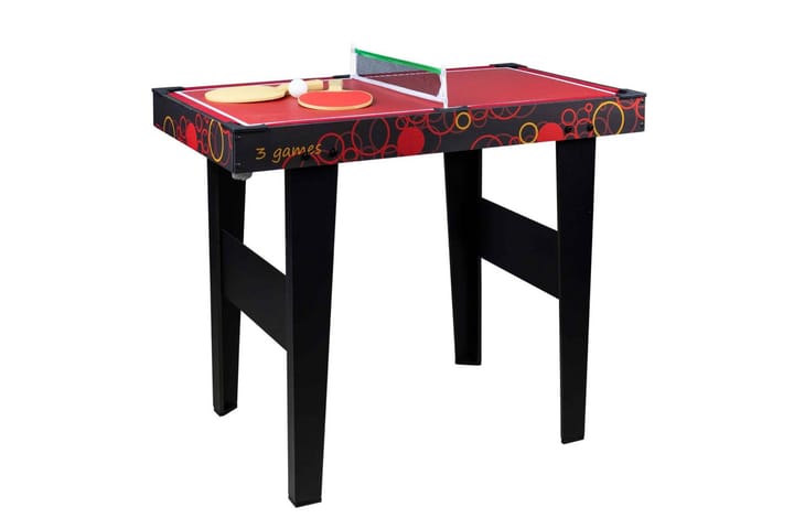 3-i-1 Pelipöytä - Musta/Punainen - Ilmakiekkopöytä