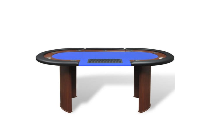 Pokeripöytä 10 pelaajalle Jakoalue ja pelimerkkialusta - Sininen - Pokeripöytä