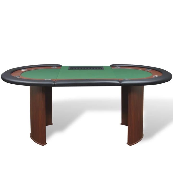 Pokeripöytä 10 pelaajalle Jakoalue ja pelimerkkitarjotin - Vihreä - Pokeripöytä