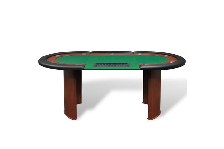 Pokeripöytä 10 pelaajalle Jakoalue ja pelimerkkitarjotin - Vihreä - Pokeripöytä