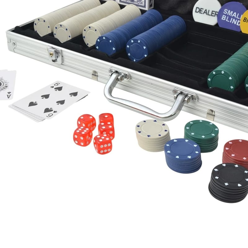 Pokerisarja, jossa 500 Pelimerkkiä Alumiini - Monivärinen - Huonekalut - Pöytä & ruokailuryhmä - Seurapelipöytä - Pokeripöytä