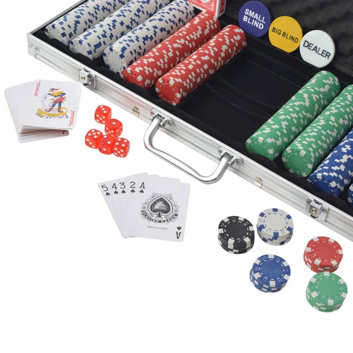 Pokerisarja, jossa 500 Pelimerkkiä Alumiini - Monivärinen - Pokeripöytä