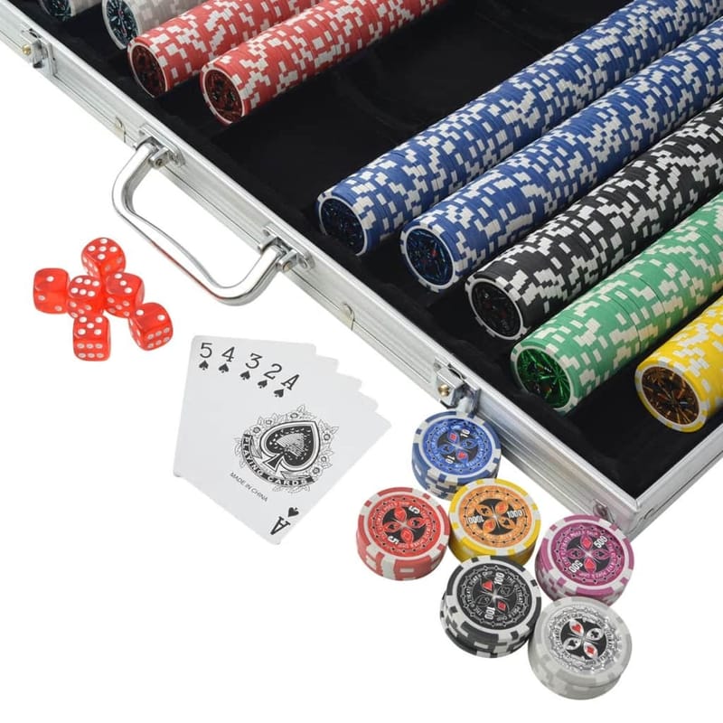 Pokerisetti 500 pelimerkillä Alumiini - Monivärinen - Huonekalut - Pöytä & ruokailuryhmä - Seurapelipöytä - Pokeripöytä