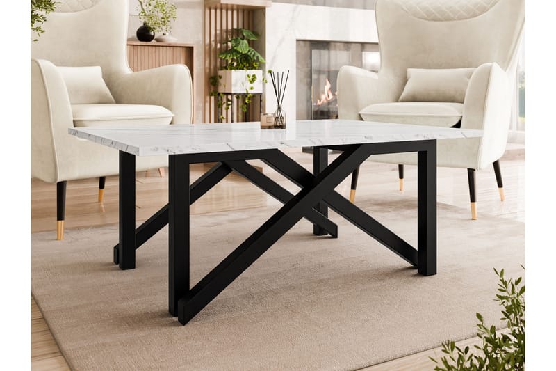 Seyloren Sohvapöytä 100 cm - Valkoinen/Musta - Huonekalut - Pöytä & ruokailuryhmä - Sohvapöytä