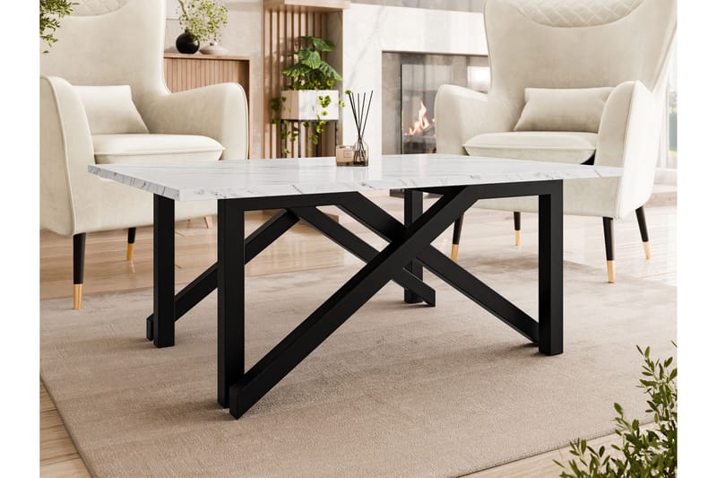 Seyloren Sohvapöytä 100 cm - Valkoinen/Musta - Huonekalut - Pöytä & ruokailuryhmä - Sohvapöytä