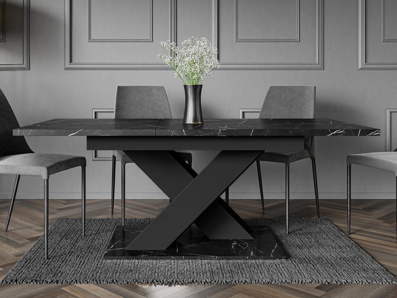 Shea Förlängningsbart Ruokapöytä 140-180 cm suorakulmainen - Musta - Huonekalut - Pöytä & ruokailuryhmä - Ruokapöydät & keittiön pöydät