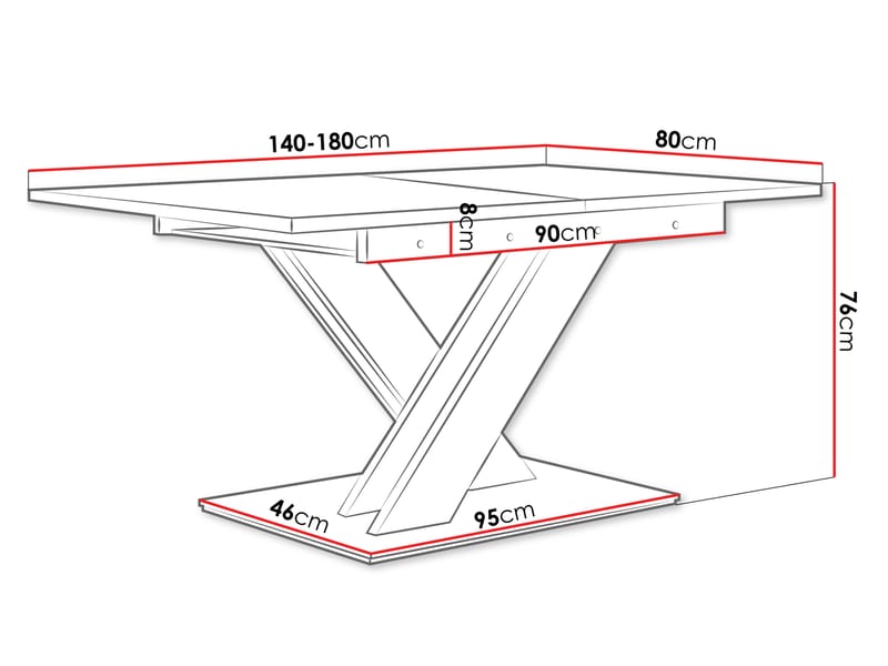 Shea Förlängningsbart Ruokapöytä 140-180 cm suorakulmainen - Valkoinen - Huonekalut - Pöytä & ruokailuryhmä - Ruokapöydät & keittiön pöydät