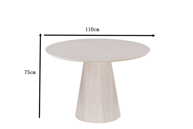 Siena Matbord Runt 110cm Whitewash - Huonekalut - Pöytä & ruokailuryhmä - Ruokapöydät & keittiön pöydät