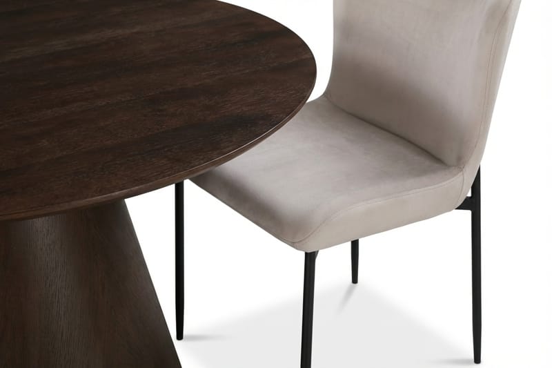 Siena-ruokailuryhmä, pyöreä 150 cm, savustettu tammi, 6 Elsie-ruokatuolia - Savustettu tammi/beige - Huonekalut - Pöytä & ruokailuryhmä - Ruokailuryhmä