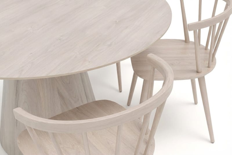 Siena-ruokailuryhmä, pyöreä 150 cm, valkolakattu, 6 Tyrö-ruokatuolia - Valkokuultolakattu - Huonekalut - Pöytä & ruokailuryhmä - Ruokailuryhmä