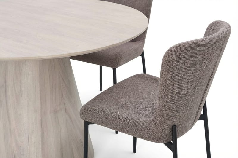 Siena-ruokailuryhmä, pyöreä 130 cm, valkokuullotettu, 6 Elsie-ruokatuolia - Valkokuullotettu/harmaa - Huonekalut - Pöytä & ruokailuryhmä - Ruokailuryhmä