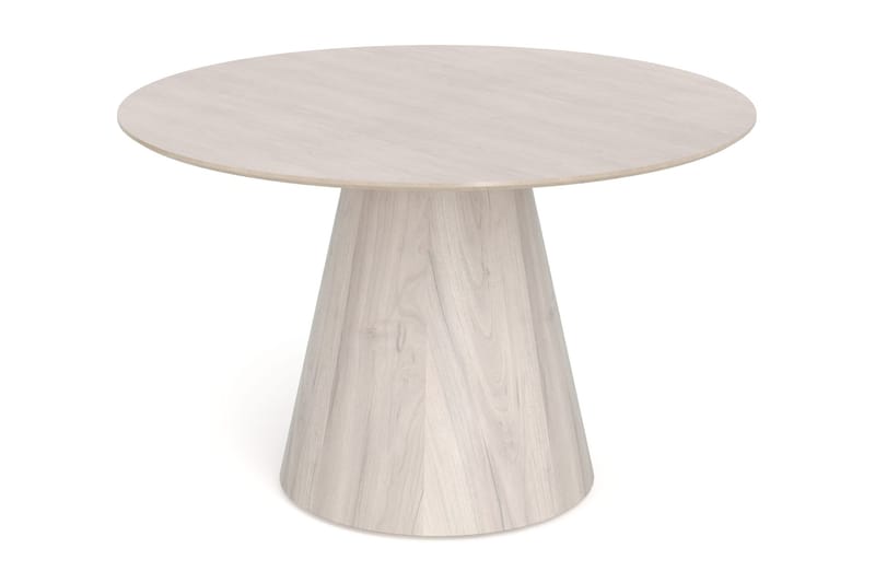 Siena-ruokailuryhmä, pyöreä 130 cm, valkolakattu, 6 Build-ruokatuolia - Valkokuullotettu/luonnonväri/kromi - Huonekalut - Pöytä & ruokailuryhmä - Ruokailuryhmä