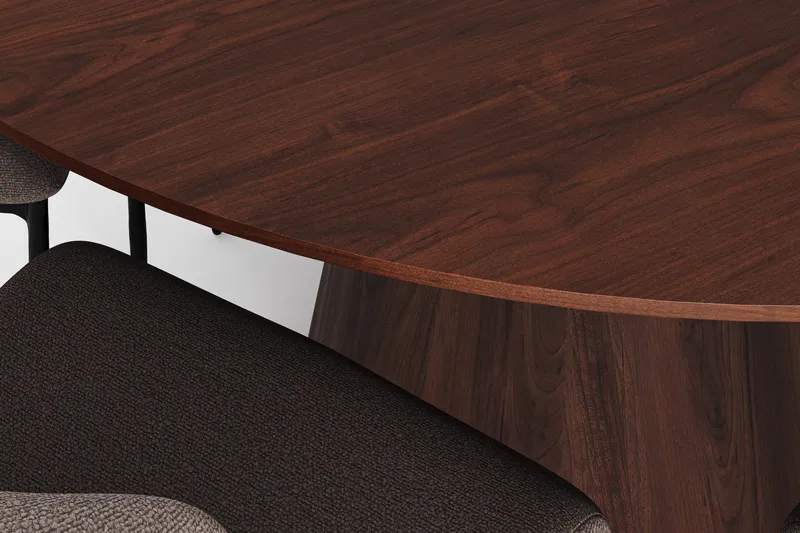 Siena-ruokailuryhmä, pyöreä 150 cm, pähkinä, 6 Elsie-ruokatuolia - Pähkinä/harmaa - Huonekalut - Pöytä & ruokailuryhmä - Ruokailuryhmä