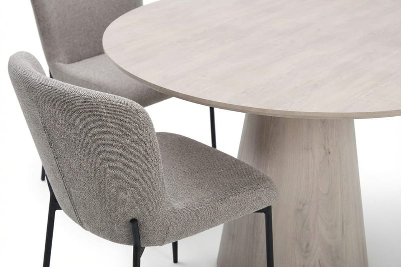 Siena-ruokailuryhmä, pyöreä 110 cm, valkokuullotettu, 4 Elsie-ruokatuolia - Valkokuullotettu/vaaleanharmaa - Huonekalut - Pöytä & ruokailuryhmä - Ruokailuryhmä