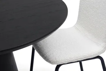Siena-ruokailuryhmä, pyöreä 110 cm, musta, 4 Katy-ruokatuolia - Mustaksi petsattu tammi - Huonekalut - Pöytä & ruokailuryhmä - Ruokailuryhmä