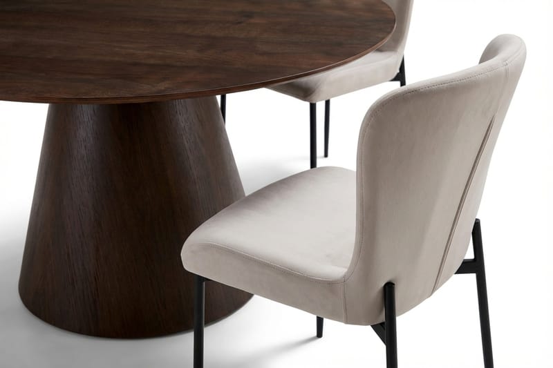 Siena-ruokailuryhmä, pyöreä 130 cm, savustettu tammi, 6 Elsie-ruokatuolia - Savustettu tammi/beige - Huonekalut - Pöytä & ruokailuryhmä - Ruokailuryhmä