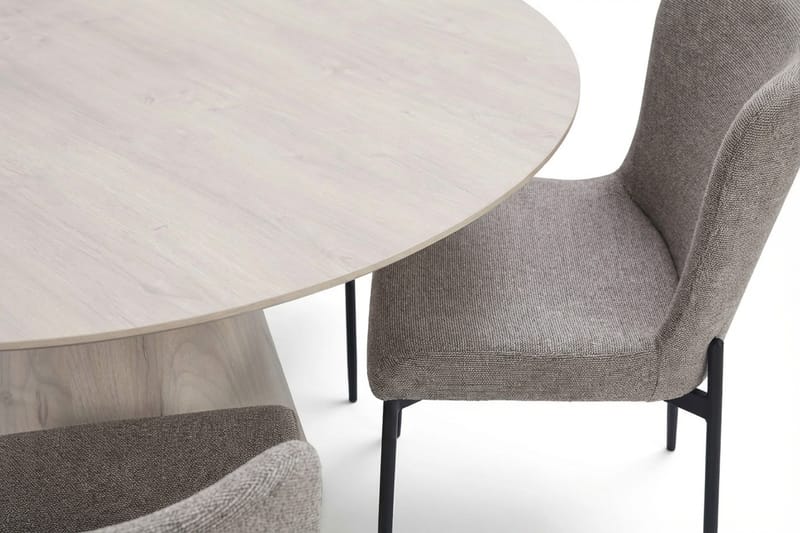 Siena-ruokailuryhmä, pyöreä 150 cm, valkokuullotettu, 6 Elsie-ruokatuolia - Valkokuullotettu/vaaleanharmaa - Huonekalut - Pöytä & ruokailuryhmä - Ruokailuryhmä