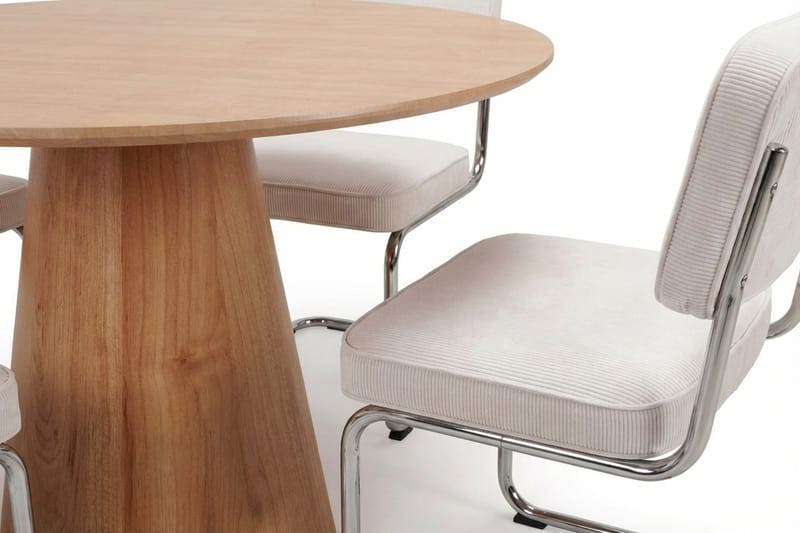 Siena-ruokailuryhmä, pyöreä 110 cm, tammi, 4 Milva-ruokailutuolilla - Tammi - Huonekalut - Pöytä & ruokailuryhmä - Ruokailuryhmä