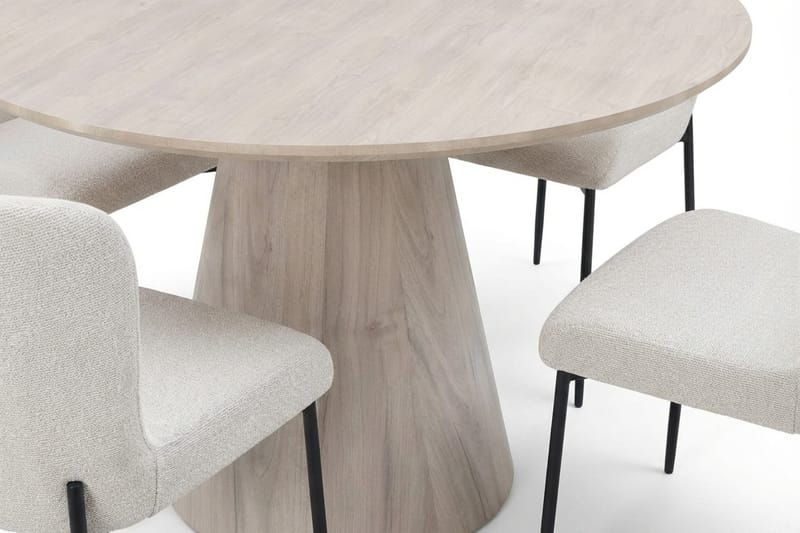 Siena-ruokailuryhmä, pyöreä 130 cm, valkokuullotettu, 6 Elsie-ruokatuolia - Valkokuullotettu/valkoinen - Huonekalut - Pöytä & ruokailuryhmä - Ruokailuryhmä