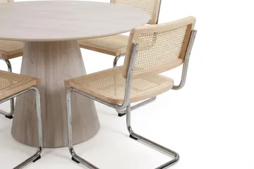 Siena-ruokailuryhmä, pyöreä 150 cm, valkolakattu, 6 Build-ruokatuolia - Valkoiseksi petsattu tammi - Huonekalut - Pöytä & ruokailuryhmä - Ruokailuryhmä