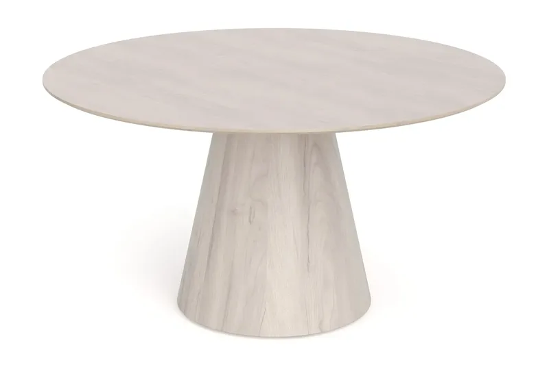 Siena-ruokailuryhmä, pyöreä 150 cm, valkolakattu, 6 Build-ruokatuolia - Valkokuullotettu/luonnonväri/kromi - Huonekalut - Pöytä & ruokailuryhmä - Ruokailuryhmä