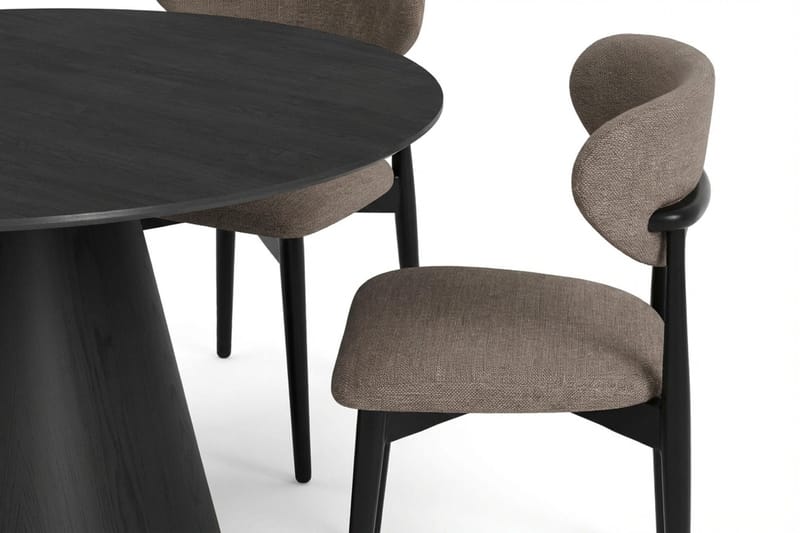 Siena-ruokailuryhmä pyöreä 130 cm musta, 6 Molly-ruokatuolia - Musta - Huonekalut - Pöytä & ruokailuryhmä - Ruokailuryhmä