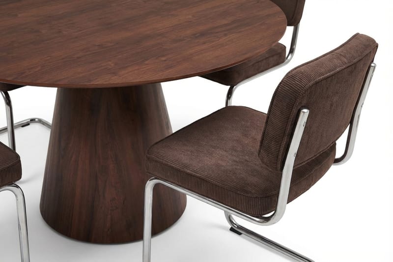 Siena-ruokailuryhmä pyöreä 150 cm pähkinäpuu, 6 Milva-ruokatuolia - Pähkinä - Huonekalut - Pöytä & ruokailuryhmä - Ruokailuryhmä