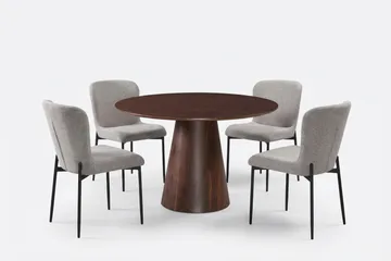 Siena Ruokailuryhmä Pyöreä 110 cm Pähkinä ja 4 Elsie Ruokatuolia