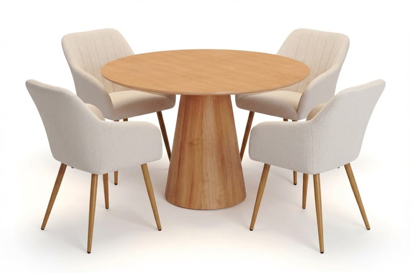 Siena-ruokailuryhmä pyöreä 110 cm tammi, 4 Filippa-ruokatuolia, Tammi