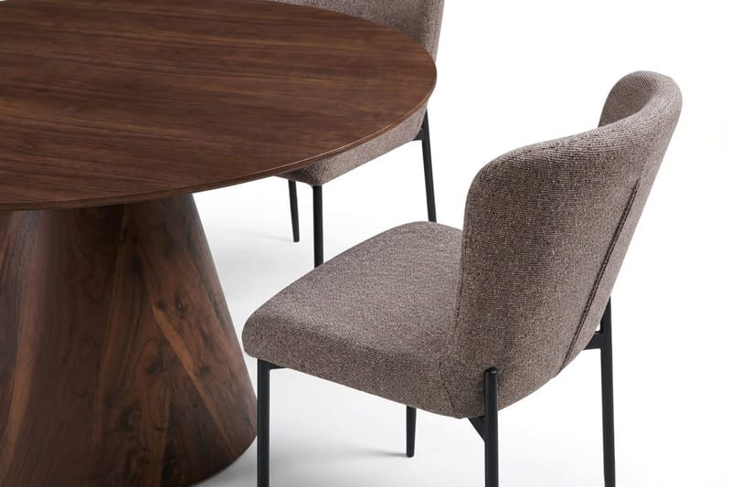 Siena Ruokailuryhmä Pyöreä 150 cm Pähkinä ja 6 Elsie Ruokatuolia - Pähkinä/Harmaa - Huonekalut - Pöytä & ruokailuryhmä - Ruokailuryhmä