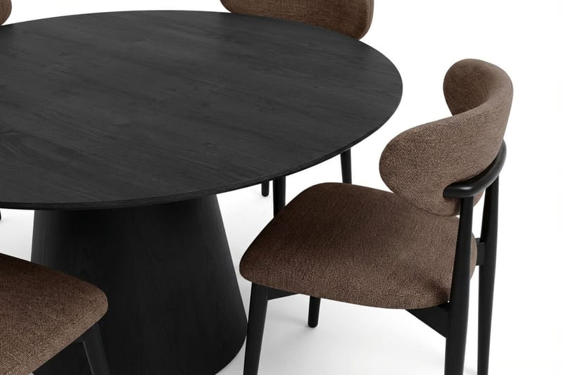 Siena-ruokailuryhmä pyöreä 150 cm musta, 6 Molly-ruokatuolia - Musta - Huonekalut - Pöytä & ruokailuryhmä - Ruokailuryhmä