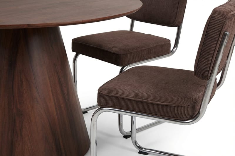 Siena-ruokailuryhmä pyöreä 130 cm pähkinäpuu, 6 Milva-ruokatuolia - Pähkinä - Huonekalut - Pöytä & ruokailuryhmä - Ruokailuryhmä