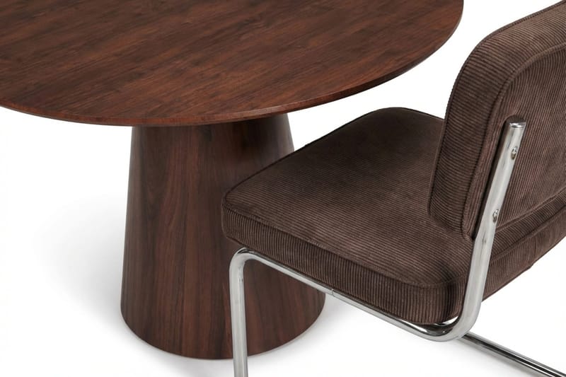 Siena-ruokailuryhmä pyöreä 110 cm pähkinäpuu, 4 Milva-ruokatuolia - Pähkinä - Huonekalut - Pöytä & ruokailuryhmä - Ruokailuryhmä