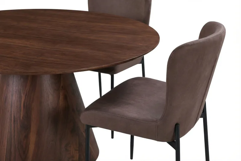 Siena Ruokailuryhmä Pyöreä 150 cm Pähkinä ja 6 Elsie Ruokatuolia - Pähkinä/Ruskea - Huonekalut - Pöytä & ruokailuryhmä - Ruokailuryhmä