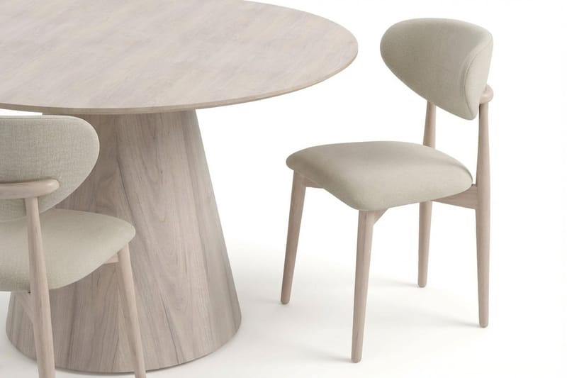 Siena-ruokailuryhmä pyöreä 130 cm valkolakattu, 6 Molly-ruokatuolia - Valkokuultolakattu - Huonekalut - Pöytä & ruokailuryhmä - Ruokailuryhmä