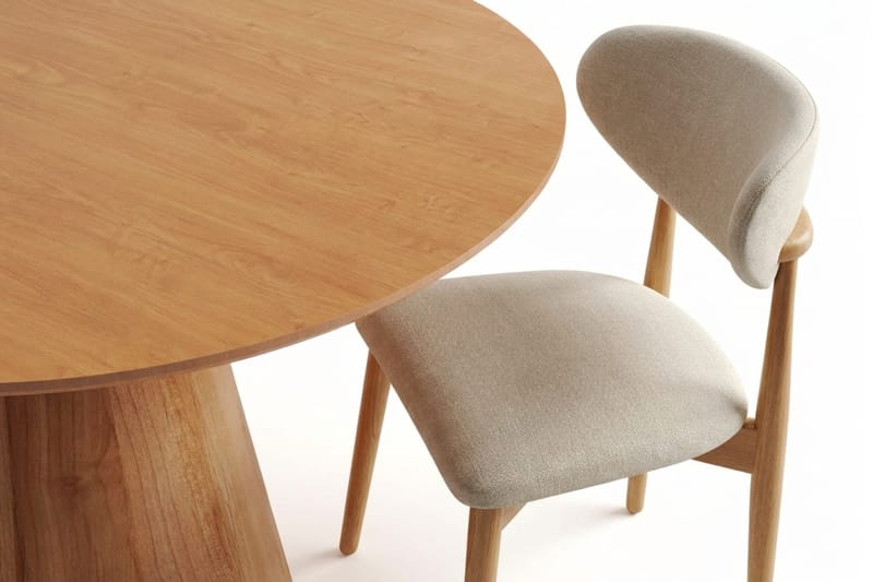 Siena-ruokailuryhmä pyöreä 110 cm tammi, 4 Molly-ruokatuolia - Tammi - Huonekalut - Pöytä & ruokailuryhmä - Ruokailuryhmä