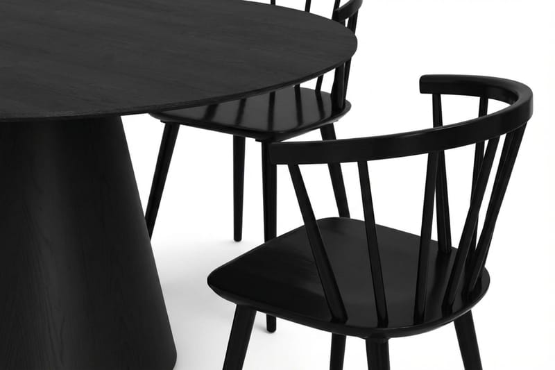 Siena-ruokailuryhmä pyöreä 150 cm musta, 6 Tyrö-ruokatuolia - Musta - Huonekalut - Pöytä & ruokailuryhmä - Ruokailuryhmä