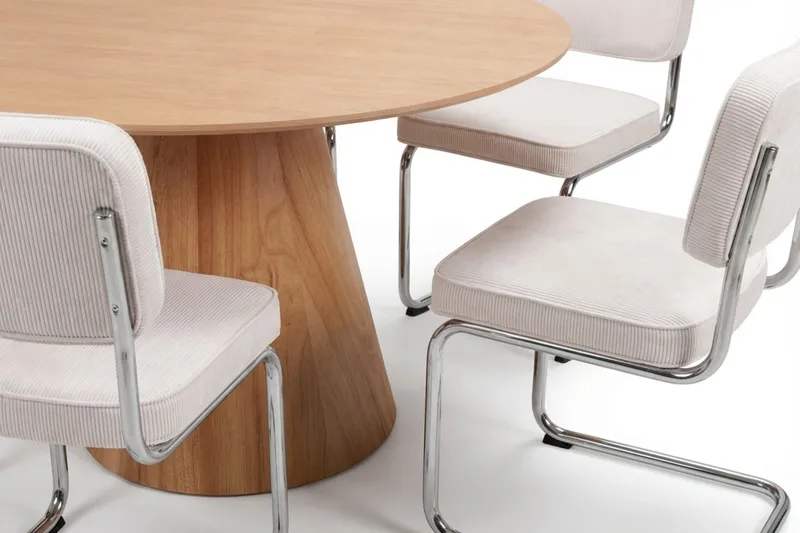 Siena-ruokailuryhmä pyöreä 130 cm tammi, 6 Milva-ruokatuolia - Tammi - Huonekalut - Pöytä & ruokailuryhmä - Ruokailuryhmä