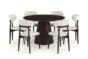 Siena-ruokailuryhmä pyöreä 130 cm savutammi, 6 Molly-ruokatuolia