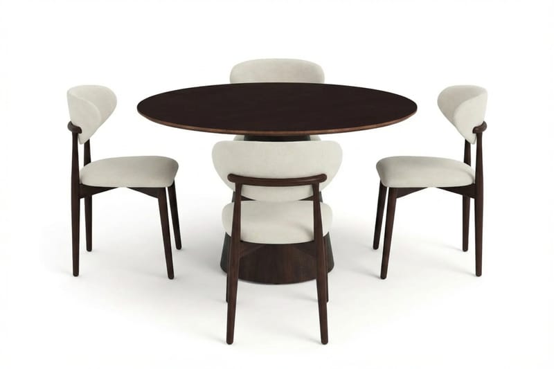 Siena-ruokailuryhmä pyöreä 110 cm savutammi, 4 Molly-ruokatuolia - Savutammi - Huonekalut - Pöytä & ruokailuryhmä - Ruokailuryhmä