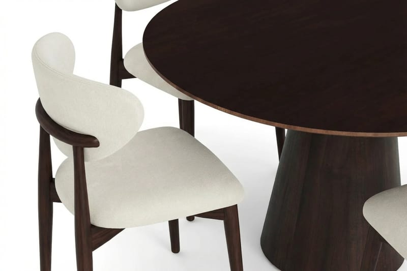 Siena-ruokailuryhmä pyöreä 110 cm savutammi, 4 Molly-ruokatuolia - Savutammi - Huonekalut - Pöytä & ruokailuryhmä - Ruokailuryhmä