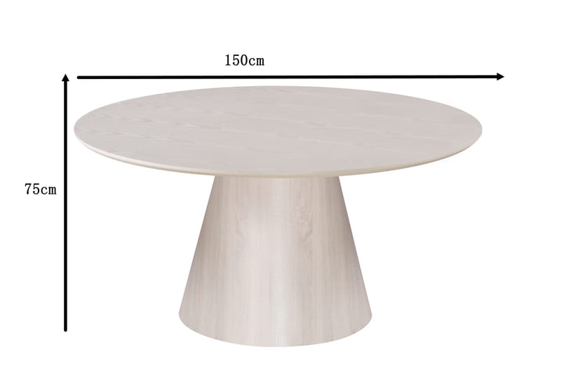 Siena suuri pyöreä ruokapöytä 150 cm, viilu - Valkopigmentoitu - Huonekalut - Pöytä & ruokailuryhmä - Ruokapöydät & keittiön pöydät