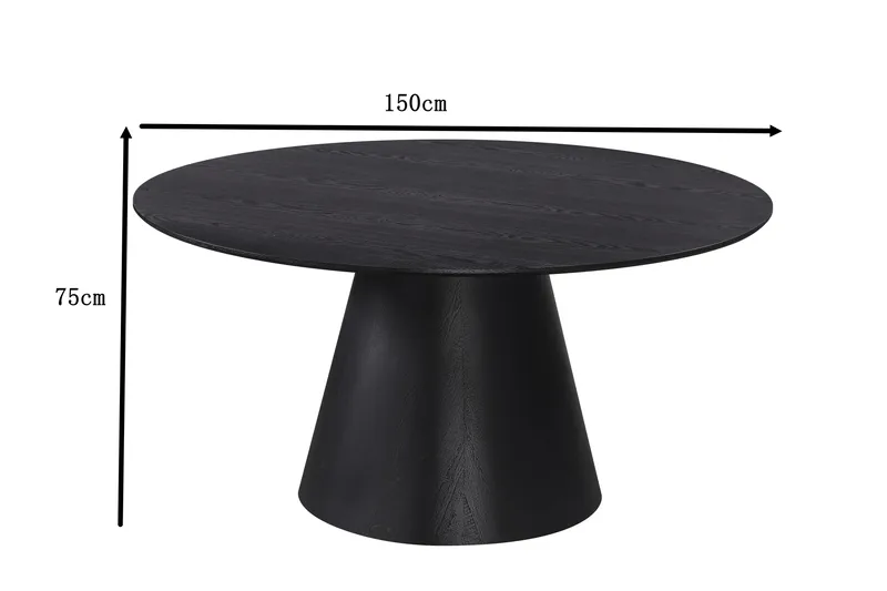 Siena suuri pyöreä ruokapöytä 150 cm, viilu - Mustakuultoinen tammi - Huonekalut - Pöytä & ruokailuryhmä - Ruokapöydät & keittiön pöydät