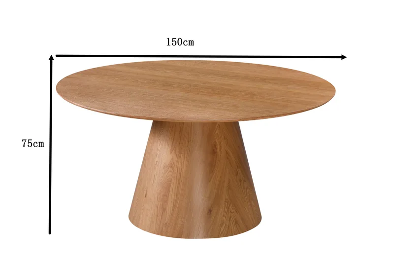 Siena suuri pyöreä ruokapöytä 150 cm, viilu - Tammi - Huonekalut - Pöytä & ruokailuryhmä - Ruokapöydät & keittiön pöydät
