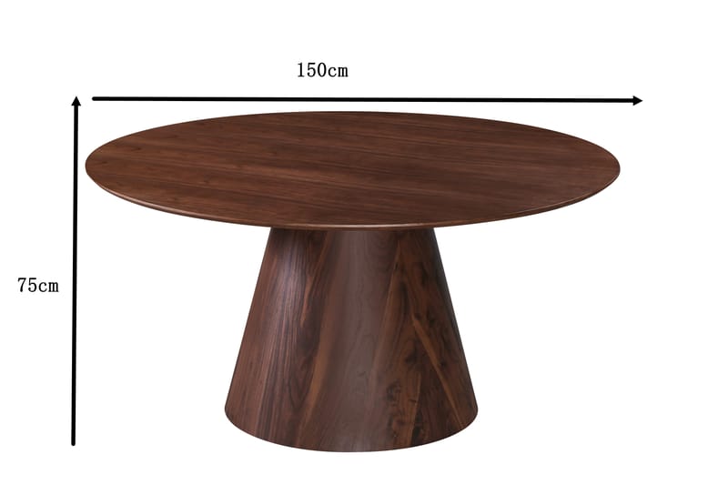 Siena Pyöreä Ruokapöytä 150 cm - Pähkinä - Huonekalut - Pöytä & ruokailuryhmä - Ruokapöydät & keittiön pöydät