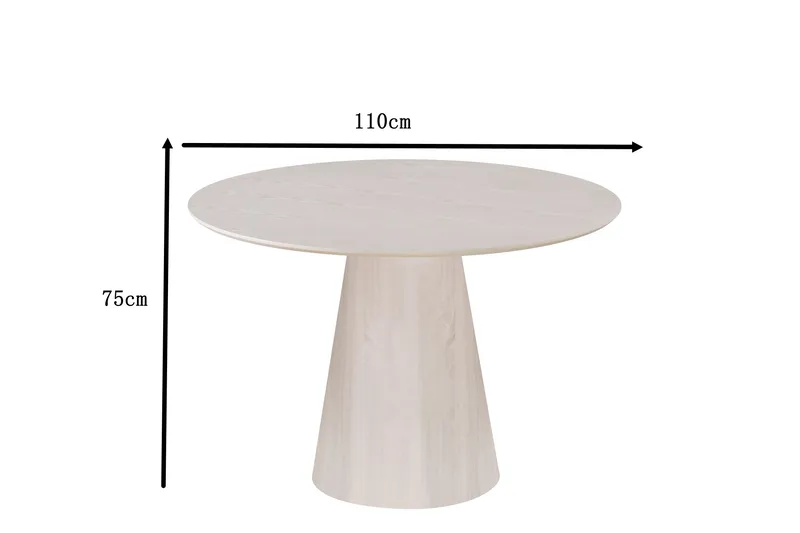 Siena Pyöreä Ruokapöytä 110 cm - Valkopesu - Huonekalut - Pöytä & ruokailuryhmä - Ruokapöydät & keittiön pöydät